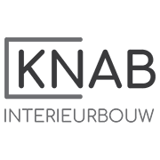 KNAB Interieurbouw logo: 'KNAB' inside a gray framed outline with 'INTERIEURBOUW' beneath.